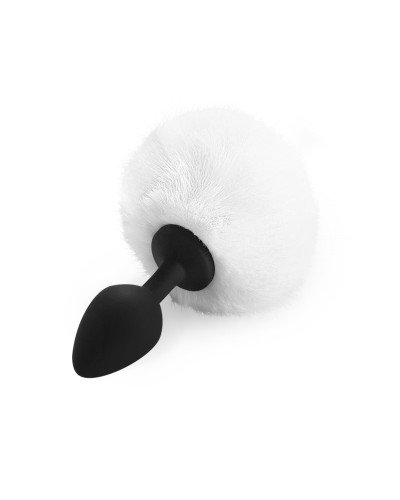 Силиконовая анальная пробка М Art of Sex - Silicone Bunny Tails Butt plug, цвет Белый, диаметр 3,5 с