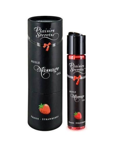 Масажна олія Plaisirs Secrets Strawberry (59 мл) з афродизіаками, їстівна, подарункова упаковка