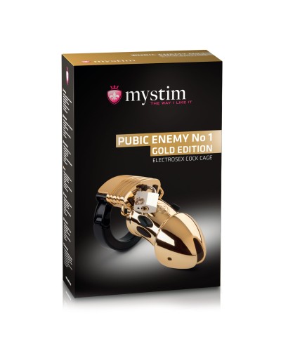 Клетка для члена с электростимуляцией Mystim Pubic Enemy No 1 - Gold Edition