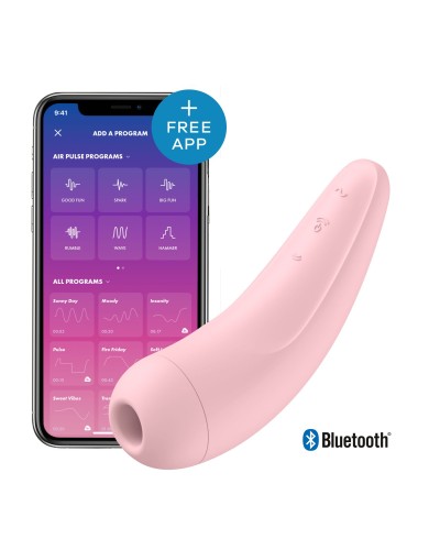 Вакуумный клиторальный стимулятор Satisfyer Curvy 2+ Pink с управлением через интернет