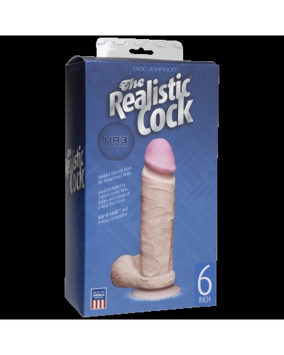 Фалоімітатор Doc Johnson The Realistic Cock 6 inch White – ULTRASKYN, Vack-U-Lock, діаметр 4,3 см