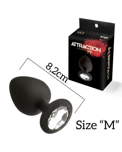 Анальна пробка з кристалом MAI Attraction Toys №48 Black, довжина 8,2 см, діаметр 3,5 см