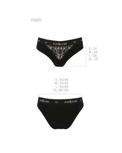 Трусики з широкою гумкою і мереживом Passion PS001 PANTIES black, size XL