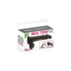 Фалоімітатор Real Body — Real Tony Black, TPE, діаметр 3,5 см