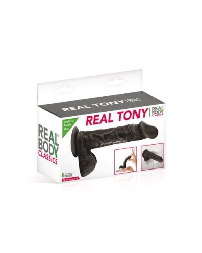 Фалоімітатор Real Body — Real Tony Black, TPE, діаметр 3,5 см