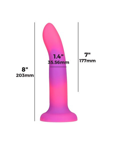 Светящийся в темноте фаллоимитатор ADDICTION Rave 8″ Glow in the Dark Dildo Pink Purple, 20,3 см