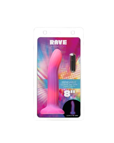 Светящийся в темноте фаллоимитатор ADDICTION Rave 8″ Glow in the Dark Dildo Pink Purple, 20,3 см