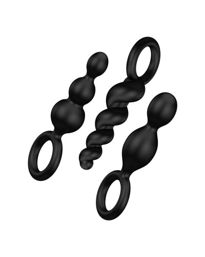 Набір анальних іграшок Satisfyer Plug black (set of 3) - Booty Call, макс. діаметр 3 см