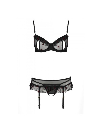 Сексуальний комплект з поясом для панчіх LOVELIA SET black S/M - Passion