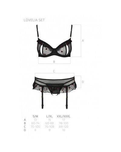 Сексуальний комплект з поясом для панчіх LOVELIA SET black S/M - Passion