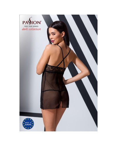 Прозора сорочка приталена QUENTRIS CHEMISE black XXL/XXXL - Passion Exclusive, трусики