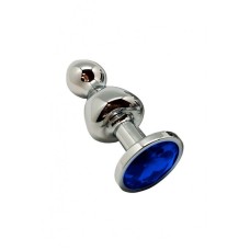 Анальна пробка Wooomy Lollypop Double Ball Metal Plug Blue S