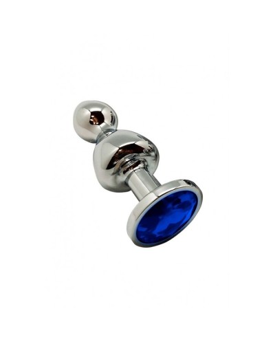 Анальна пробка Wooomy Lollypop Double Ball Metal Plug Blue S