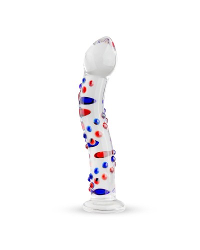 Стеклянный дилдо с изгибами и рисунком Gildo Glass Dildo No. 3