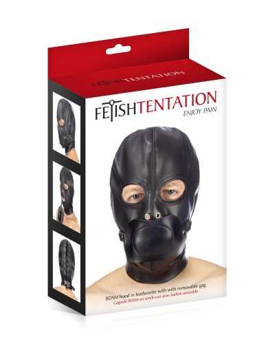 Капюшон с кляпом для БДСМ Fetish Tentation BDSM hood in leatherette with removable gag