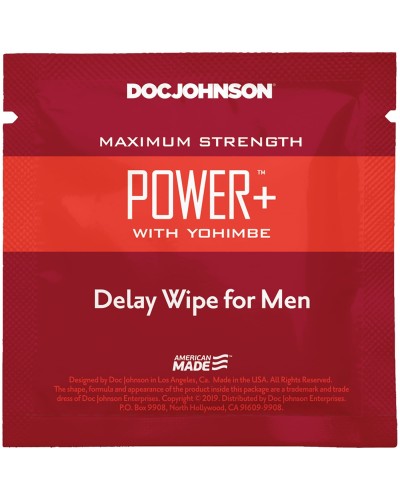 Пролонгирующая салфетка Doc Johnson Power+ Delay Wipe For Men с  экстрактом йохимбе