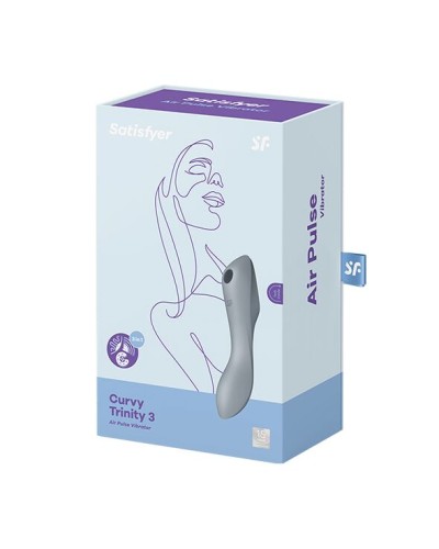 Вакуумный стимулятор с вибрацией Satisfyer Curvy Trinity 3 BlueGrey