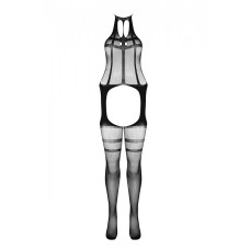 Сітчастий чорний бодістокінг з коротким топом та підв'язками Casmir CA008