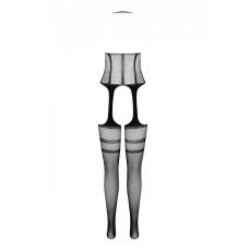 Сітчастий чорний бодістокінг з коротким топом та підв'язками Casmir CA008