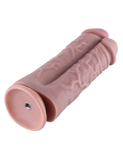 Подвійний дилдо для секс-машин Hismith 8.5″ Two Cocks One Hole Silicone Dildo