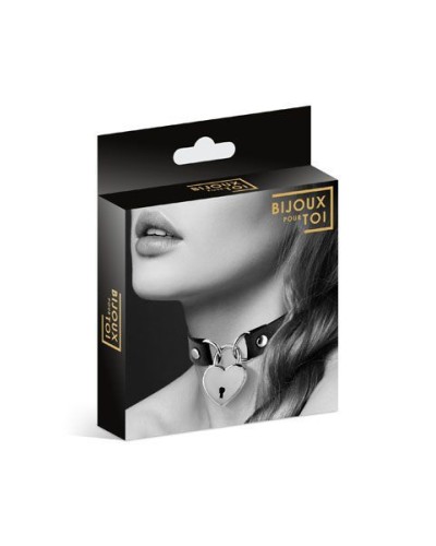 Чокер с замочком-сердечком Bijoux Pour Toi - HEART LOCK Black, экокожа