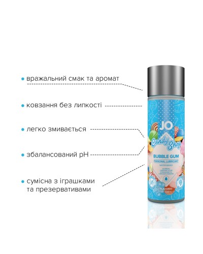 Лубрикант на водній основі System JO H2O — Candy Shop — Bubblegum (60 мл) без цукру та парабенів