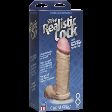 Фалоімітатор Doc Johnson The Realistic Cock 8 inch White - PVC, Vack-U-Lock, діаметр 5,1 см