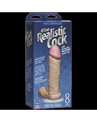 Фалоімітатор Doc Johnson The Realistic Cock 8 inch White - PVC, Vack-U-Lock, діаметр 5,1 см