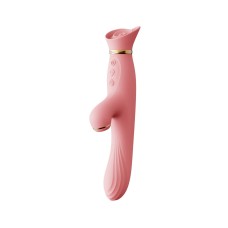 Вібратор з підігрівом та вакуумною стимуляцією клітора Zalo - ROSE Vibrator Strawberry Pink