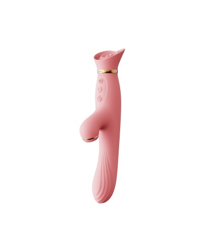 Вібратор з підігрівом та вакуумною стимуляцією клітора Zalo - ROSE Vibrator Strawberry Pink