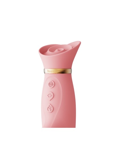 Вібратор з підігрівом та вакуумною стимуляцією клітора Zalo - ROSE Vibrator Strawberry Pink