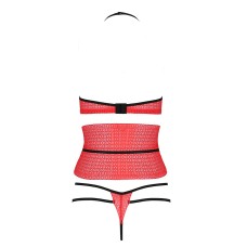 Комплект білизни AKITA SET red L / XL - Passion Exclusive: широкий пояс, ліф, стрінги