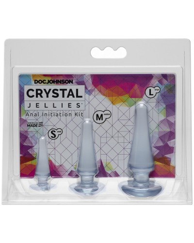 Набор анальных пробок Doc Johnson Crystal Jellies Anal - Clear, макс. диаметр 2см - 3см - 4см