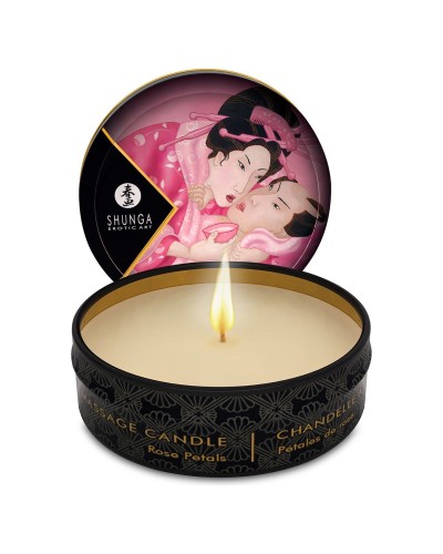 Масажна свічка Shunga Mini Massage Candle – Rose Petals (30 мл) з афродизіаками