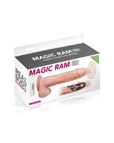 Фалоімітатор-пульсатор із вібрацією Real Body — Magic Ram, діаметр 4 см, рух вперед-назад