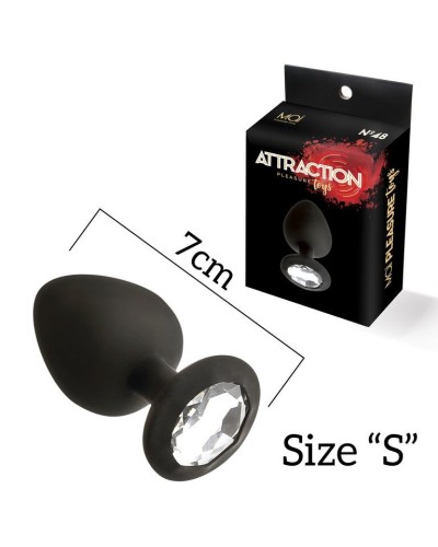 Анальна пробка з кристалом MAI Attraction Toys №47 Black, довжина 7см, діаметр 2,8 см