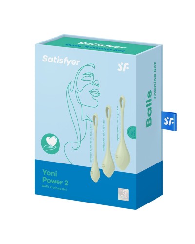 Набор йони бусин Satisfyer Yoni Power 2 Light Green, диаметр 2-2,5-3см, вес 22-44-73гр