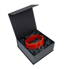 Преміум нашийник LOVECRAFT розмір M червоний, натуральна шкіра, в подарунковій упаковці