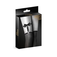 Гартер на ногу Bijoux Pour Toi - WITH BOW Black, сексуальна підв'язка з бантиком, екошкіра