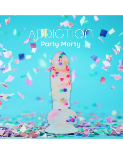 Фаллоимитатор с конфетти ADDICTION - PARTY MARTY - 7.5" - FROST & CONFETTI, 19 см, силикон