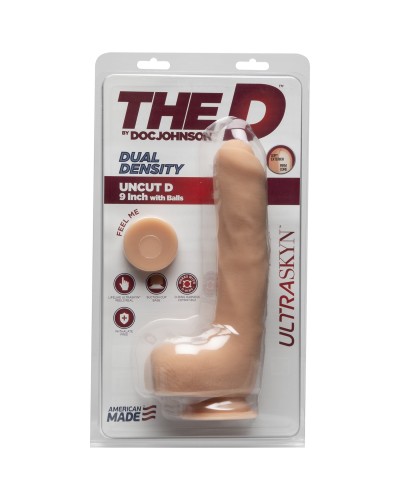 Фалоімітатор Doc Johnson The D - Uncut D - 9 Inch With Balls ULTRASKYN, діаметр 4,5 см, необрізаний