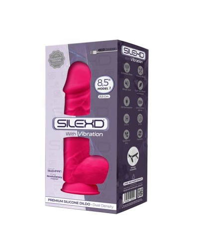 Фаллоимитатор с вибрацией SilexD Norman Vibro Pink (MODEL 1 size 8,5in), двухслойный, диаметр 5см