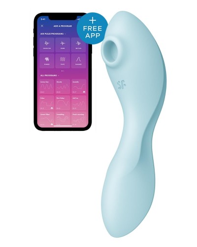 Вакуумный смарт-стимулятор с вибрацией Satisfyer Curvy Trinity 5 (Blue), управление со смартфона