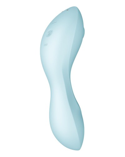 Вакуумный смарт-стимулятор с вибрацией Satisfyer Curvy Trinity 5 (Blue), управление со смартфона