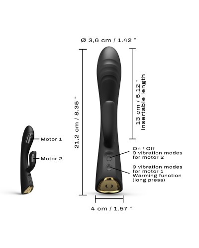 Вібратор-кролик з підігрівом Dorcel FLEXI RABBIT BLACK, гнучкий стовбур