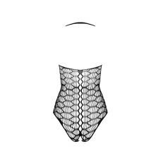 Бодістокінг у велику сітку Passion BS087 black, відкрита спина, халтер, з доступом