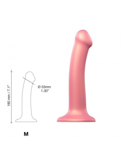 Насадка для страпона Strap-On-Me Mono Density Dildo Rose M, диам. 3,3см, однослойный силикон, гибкий