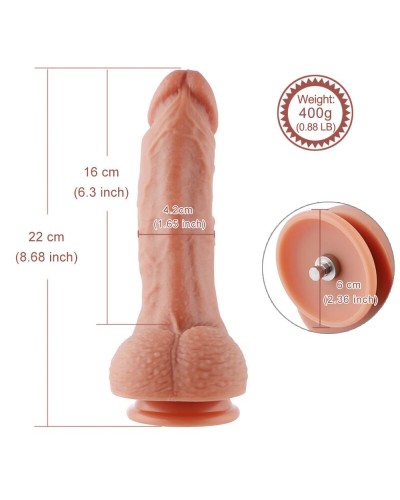 Ультрареалістичний фалоімітатор для секс-машин Hismith 8.3″ 2-layers Silicone Flesh Dildo, двошарови