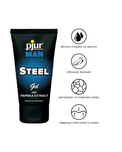 Гель для пеніса стимулювальний pjur MAN Steel Gel 50 ml з екстрактом паприки та ментолом