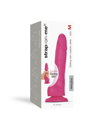 Реалістичний фалоімітатор Strap-On-Me Sliding Skin Realistic Dildo Fuchsia - M, ефект рухливої шкіри